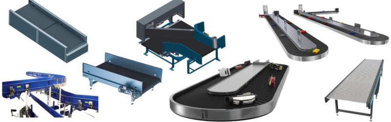 A complex automated conveyor belt system efficiently sorting and transporting luggage within a modern airport.