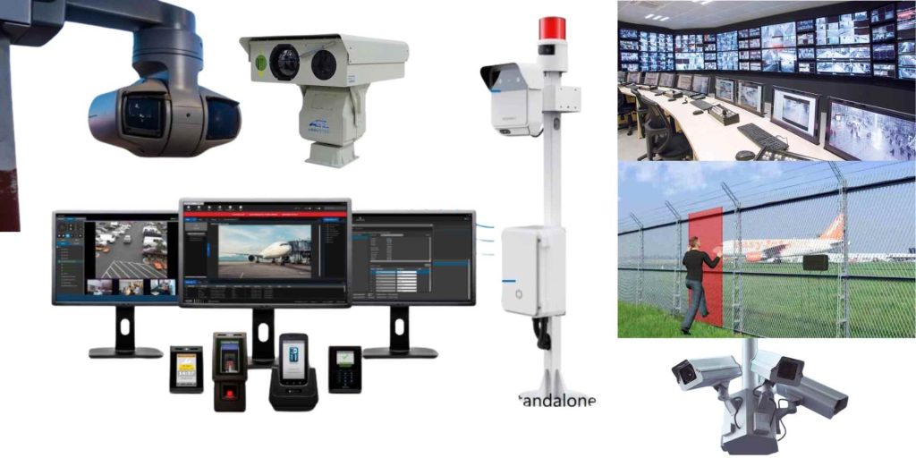 Airport security camera and ACCS manufacturers inspecting equipment